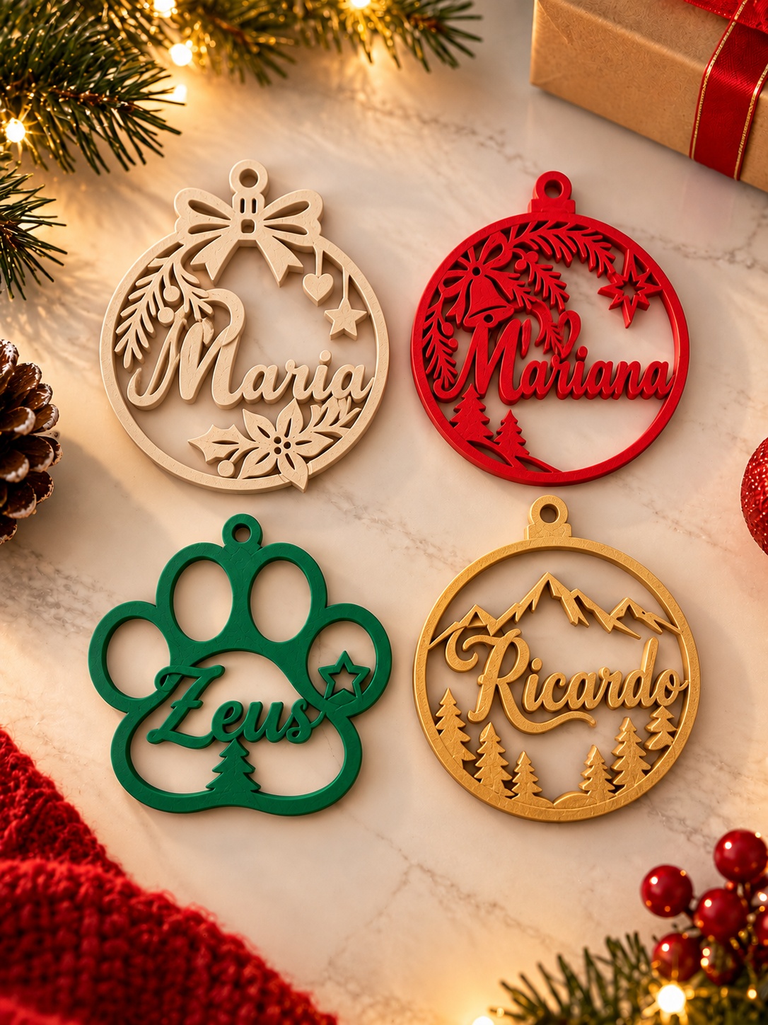 Kit Enfeite de Natal Personalizado com Nome